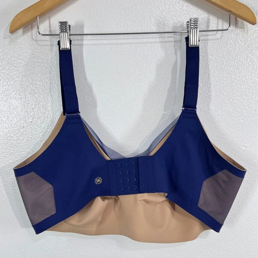 Honeylove CrossOver Wireless Liftwear Bra 40DD 40E Astral Navy Mesh Smoothing